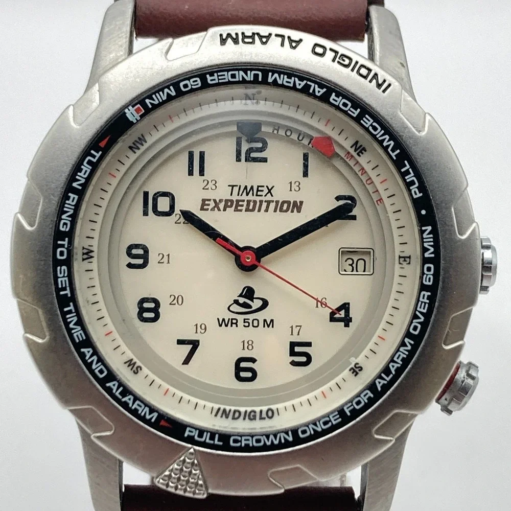 Timex Expedition Shenmue Mens Watch 39mm Silver Tone Indiglo New Battery